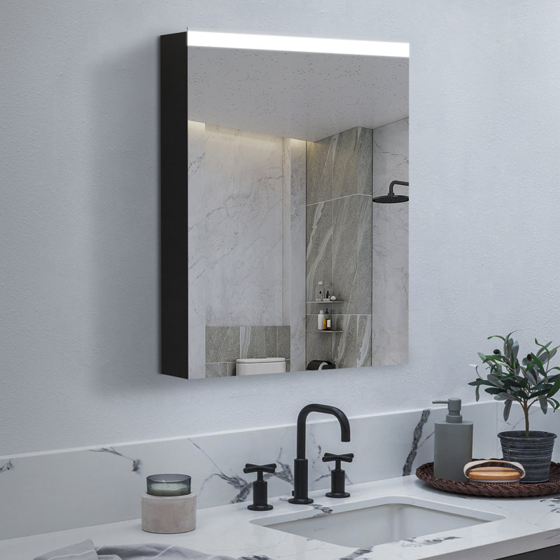 Armoire à pharmacie à fixation en surface pour salle de bain avec tablettes en verre ajustées, H 30 po x l 20 po x P 4,25 po