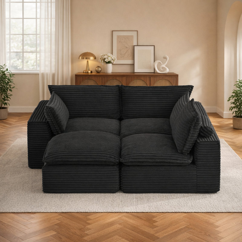 109.4" Cloudy Sectional Frameless Couch, No Assembly Required, Modern Modular Sofa With Deep Seat, Upholstered Couches For Living Room Bedroom