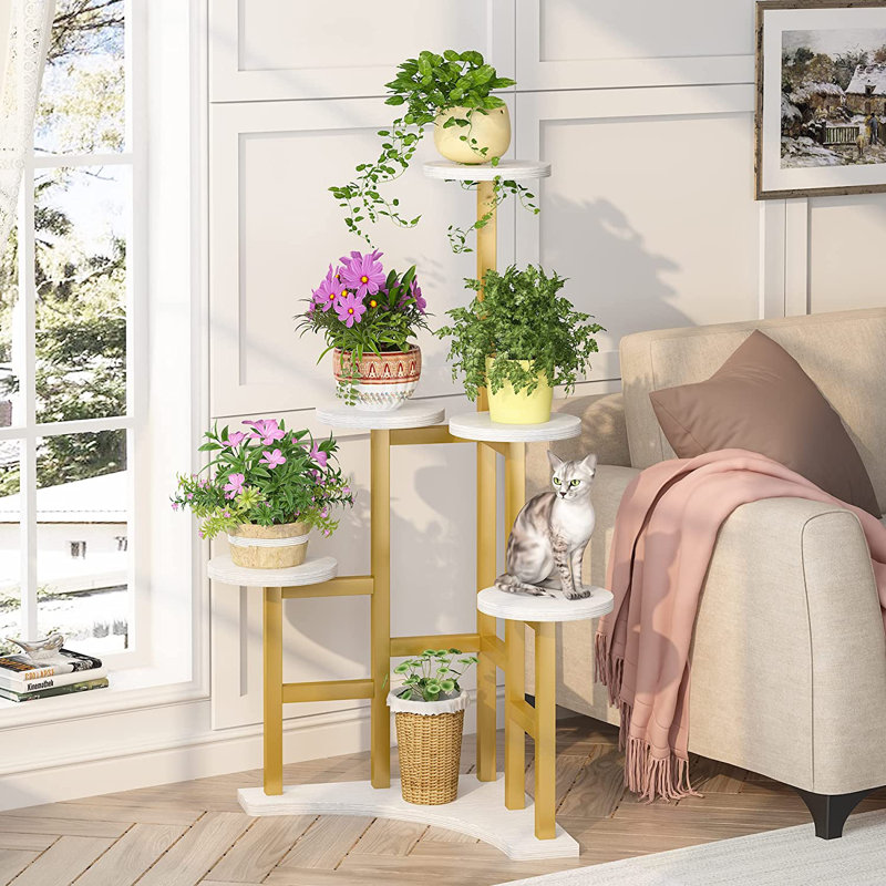 Plant Stand, Gold/White