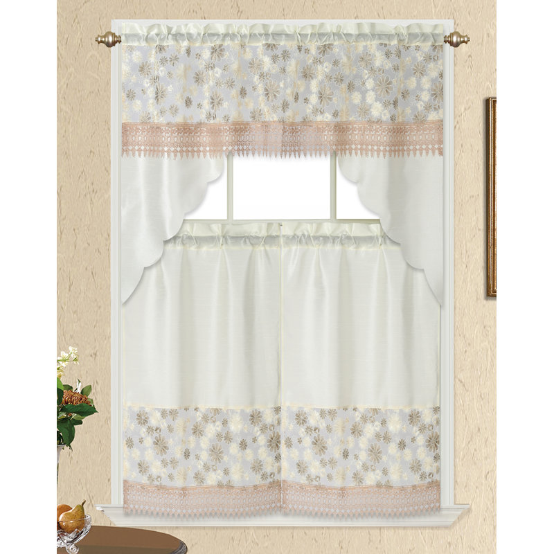 Anna-Lucia Swag Kitchen Curtain, Beige