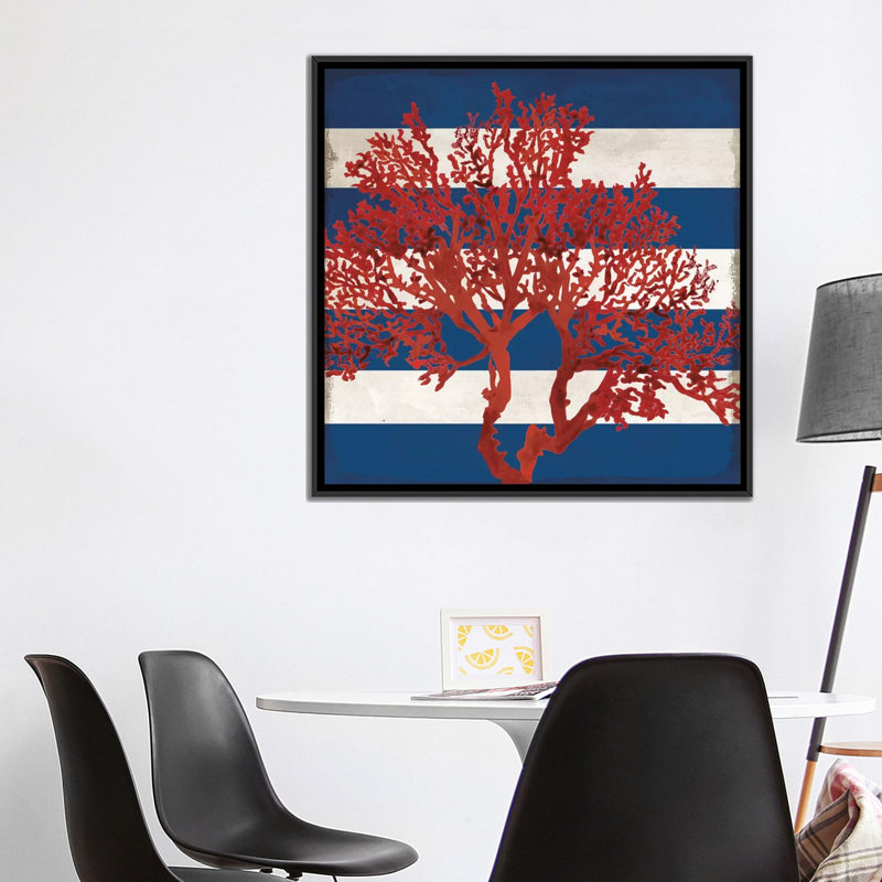 « red corail i », impression sur toile, H 37 po x l 37 po x P 1,5 po, Toile avec cadre noir, Pas de tapis
