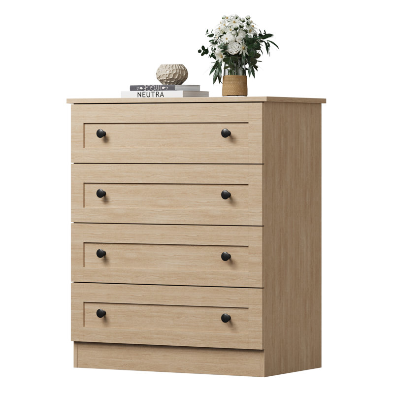 4 Drawer Dresser, White Dresser Modern Storage Chest Of Drawers, Farmhouse Storage Cabinet Organizer With 4 Drawers For Living Room, Entryway, Hallway, White