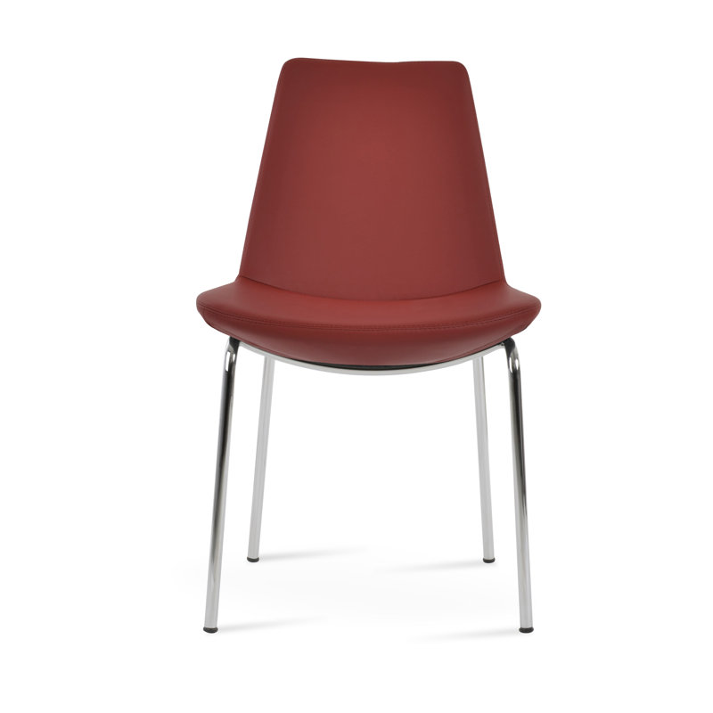 Chaise de salle à manger Eiffel Harris, Simili cuir rouge, Chrome