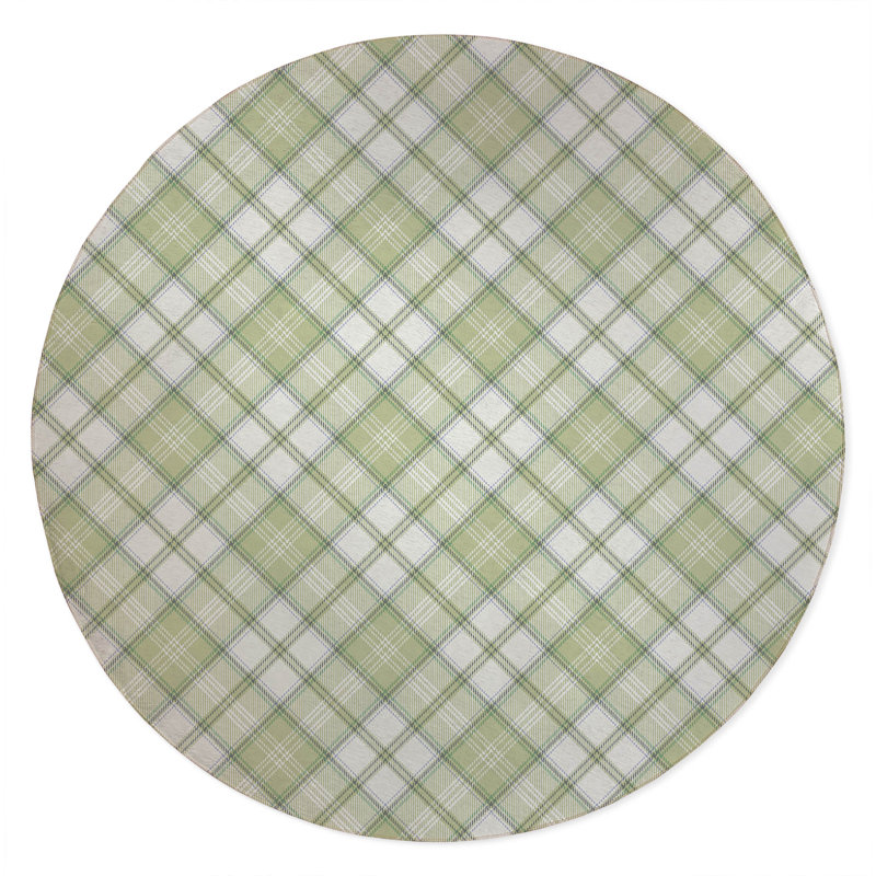 Diamond Plaid Non-Slip Outdoor Rug, Round 5'