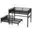 Lit superposé double au-dessus d'un lit double en métal avec conversion Loft - séparable en lit mezzanine et lit simple, garde-corps surélevé-819039832-819039830