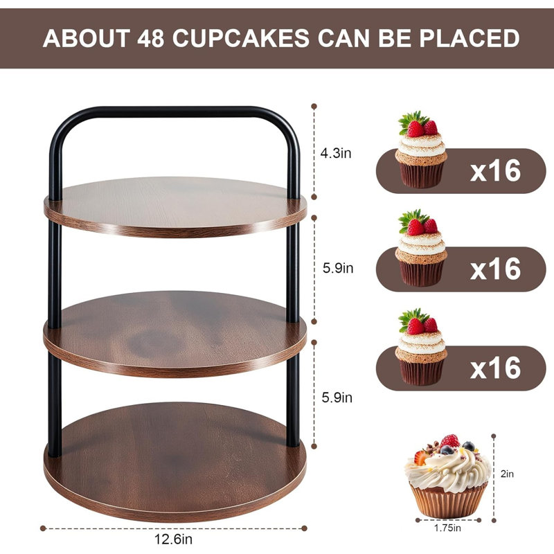 Lot de 2 présentoirs à cupcakes en bois à 3 étages, grand plateau de présentation pouvant contenir 50 cupcakes pour votre table de desserts