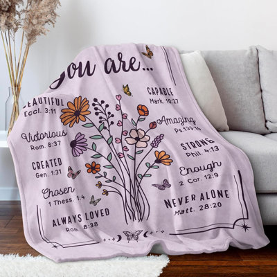 Cadeaux Chrétiens pour les femmes, jeté floral Christian, cadeaux d'anniversaire pour les femmes, amitiés, cadeau inspirant de la Bible pour un ami, une sœur, une maman, une fille (50 po x 40 po, mauve)