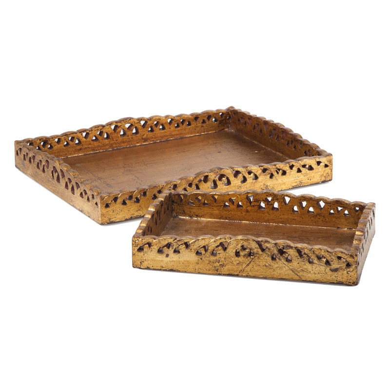 Vendome Wood Tray, Gold