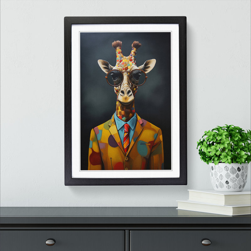 Giraffe Dadaism - Framed Print, Black Framed, 64cm H x 46cm W