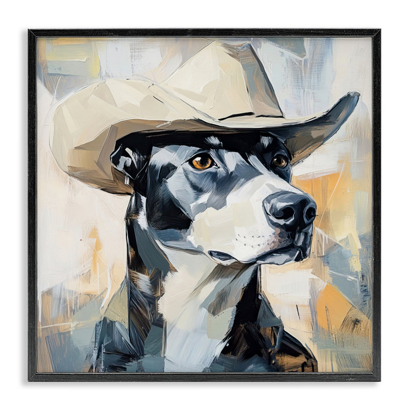 Giclée, chapeau de cowboy, encadré, par Tina LeCour, H 12 po x l 12 po, Giclée encadrée noir minuit