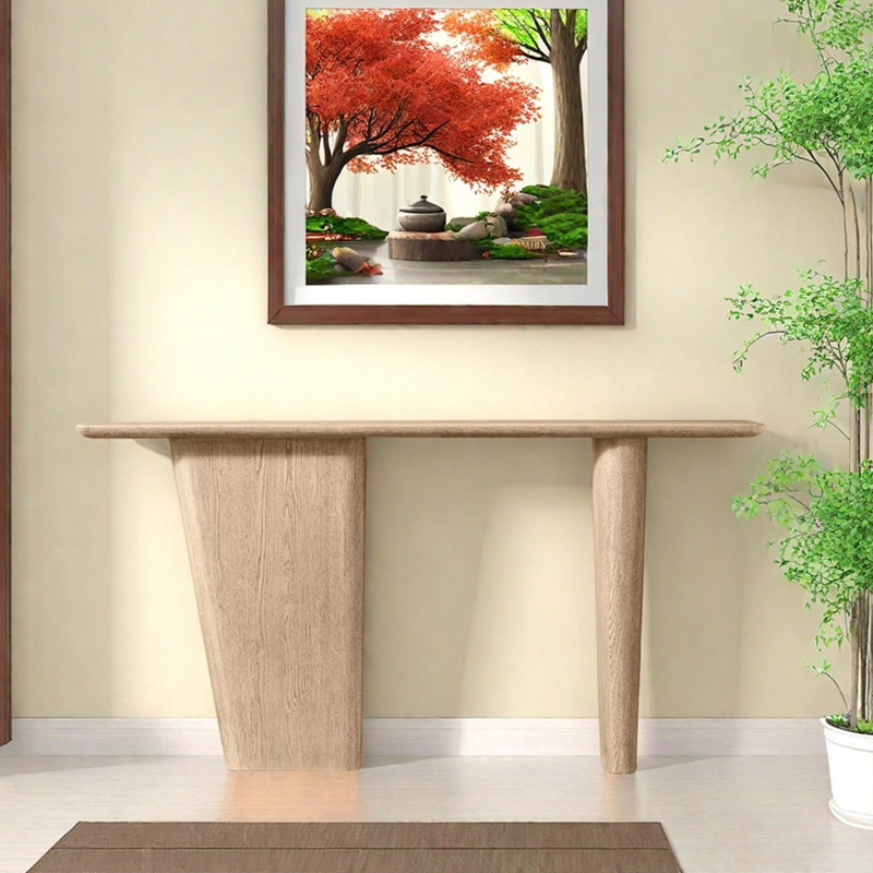 American Country Style Solid Oak Entryway Table, 33.9" H x 71.7" W x 11.8" D