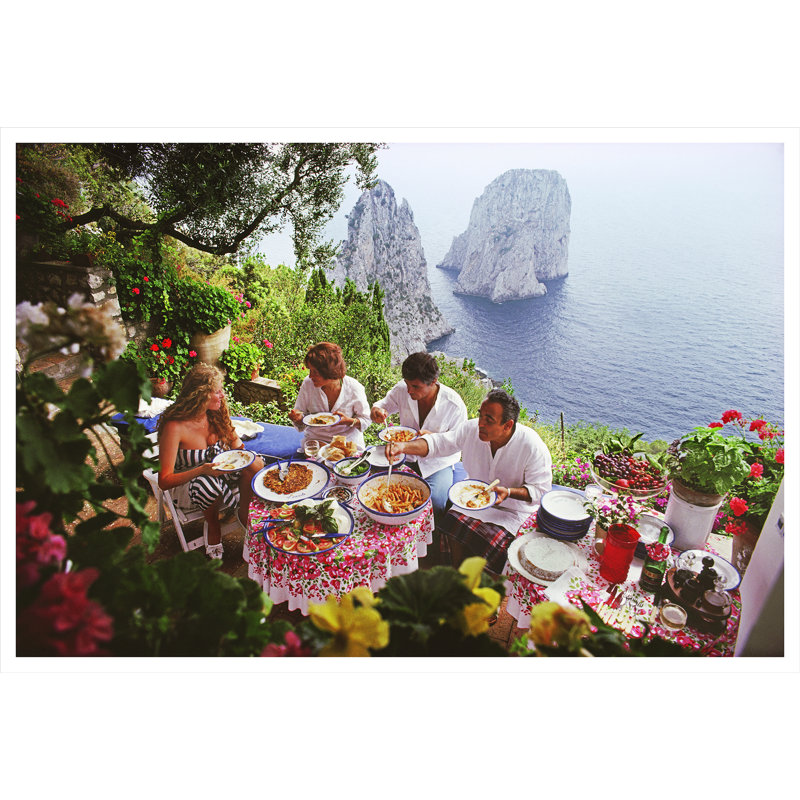 Dining Al Fresco On Capri Print by Slim Aarons, Unframed, 32.5" H x 48.5" W x 0.1" D