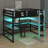 Wood Loft Bed With Desk, Side Storage Rack, Multi-Storage Shelves And RGB Light-35940465-35940367