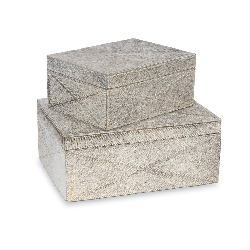 Andres Grey Hair on Hide Luxury Storage Box Set