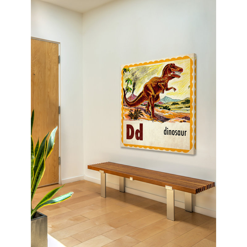 Dinosaur Letter - Wrapped Canvas Print, 61cm H x 61cm W
