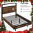 Twin Size Bed Frame With 2-Tier Storage Headboard, Sturdy Metal Platform Bed Frame With Charging Station & LED Lights, Noise-Free/Metal Support/No Box Spring Needed, Rustic Brown-1896148038