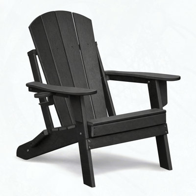 Chaise Adirondack pliante en PEHD avec repose-pieds rétractable (noir)