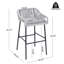 Ensemble de tabourets de bar en corde gris près de la piscine et de jardin pour des loisirs en plein air, pilier en métal noir, revêtement de patio de 2 tabourets, repas de conversation décontractés, ergonomique