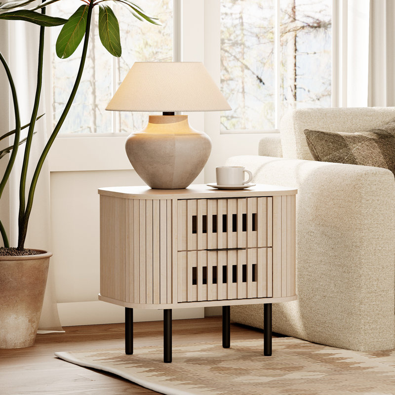 22.5 '' Fluted End Tables, Natural
