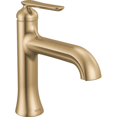 Delta Bonacci Single Hole Bathroom Faucet, Gold Bathroom Faucet, Single Handle Bathroom Sink Faucet, Diamond Seal Technology, Drain Assembly, Lumicoat Champagne Bronze