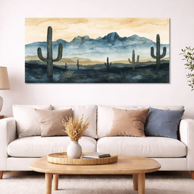 «Desert Horizon Silhouette III», art mural vert
