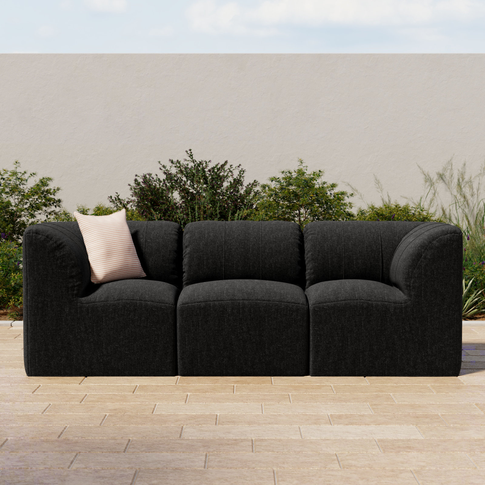 Praia 3-Person Sunbrella® Patio Seating Group, Canvas Black Sunbrella® Canvas