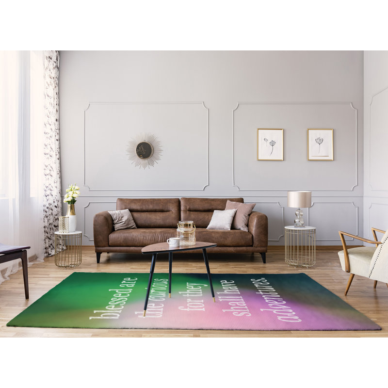 Tapis de toile de fond en polyester multicolore avec citation inspiration, Rectangle 9 pi x 12 pi