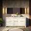 Meuble-lavabo double blanc 72 po X P 20 po D, ensemble en marbre de culture et robinet chromé-117978893