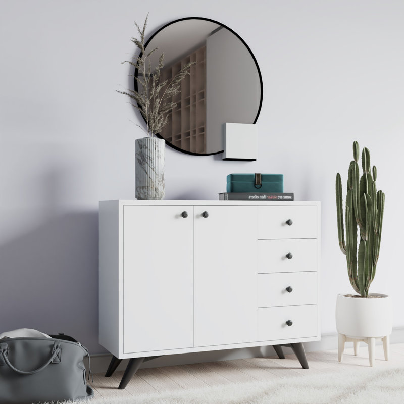 Buffet 4 tiroirs 39,3 po de largeur, Blanc