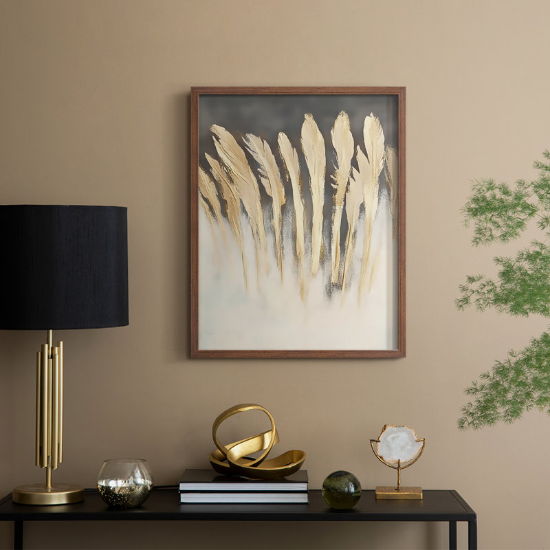 Série FLORAL DCLXII - Impression encadrée de qualité supérieure - Prêt à être accroché - Aucun clou requis, Noyer