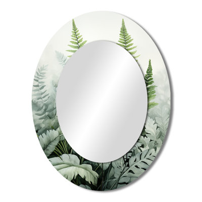 Minimal Ferns Emerald Reverie II - Traditional Oval Wall Mirror