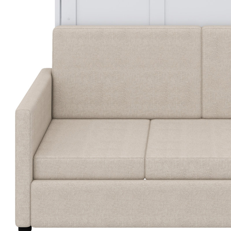 Murphy Bed Wall Bed With Cushion, White, Queen