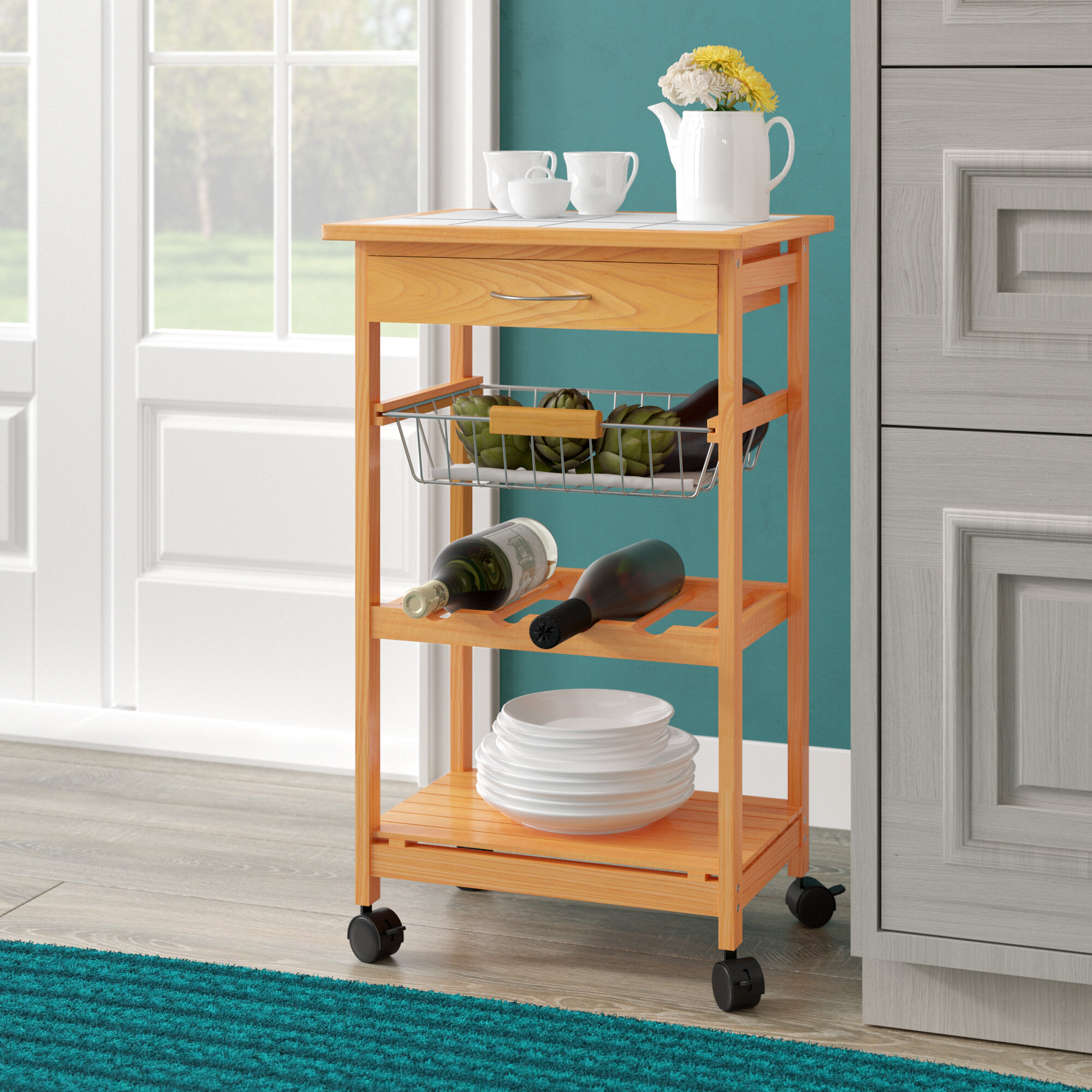 Winston Porter Cartee Kitchen Cart & Reviews | Wayfair