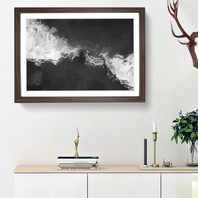 Surfing the Waves - Framed Print, 62cm H x 87cm W x 2cm D, Walnut Framed