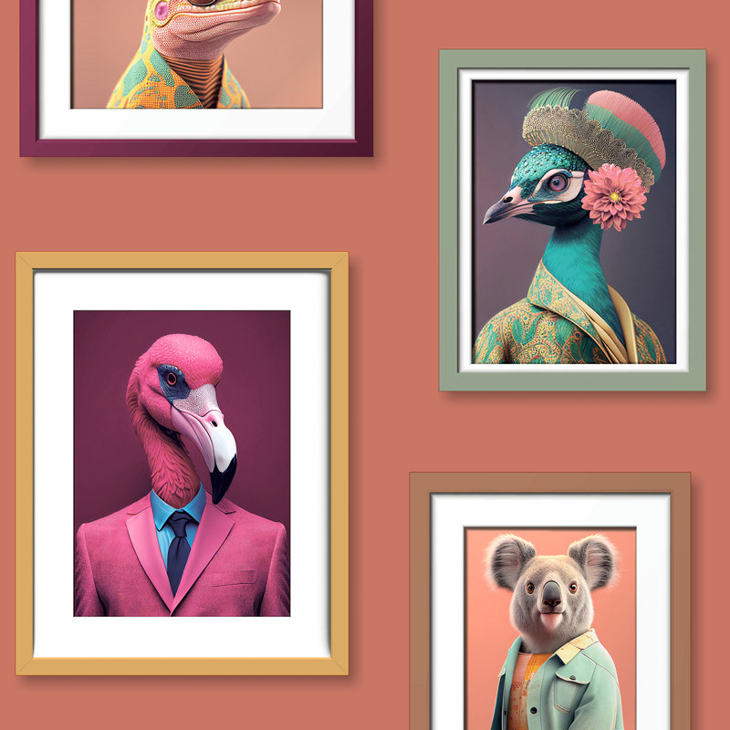 Papier peint Funky Animal Portraits, Orange