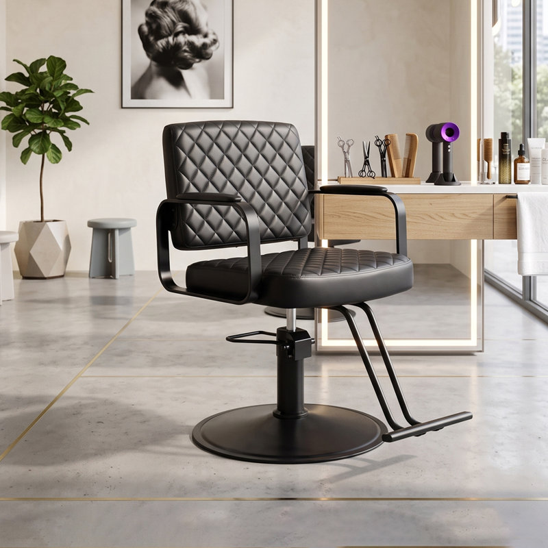 Fauteuil de salon réglable et pivotant à 360° avec repose-pieds, Black