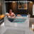 71 in. x 48 in. Whirlpool Air Combination Bathtub, Rectangular Lighted Thermostatic Bath Tub, with Right Drain, in White