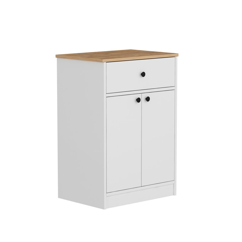 Versatile Multi-Purpose Cabinet, White & Atlantic Pine, 25.2 x 35.4 x 17.7 inches | 100% Melamine Coated Chipboard | Stylish Storage Solution for Home, Office & Kitchen | Durable & Easy to Maintain