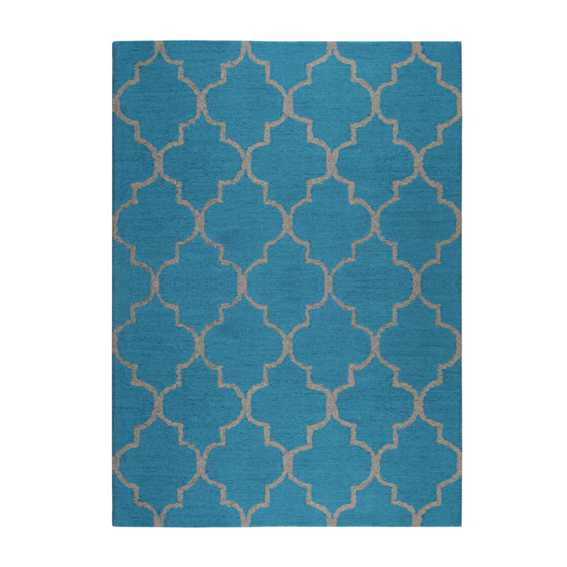 Tapis bleu royal en laine touffeté à la main Crescentino