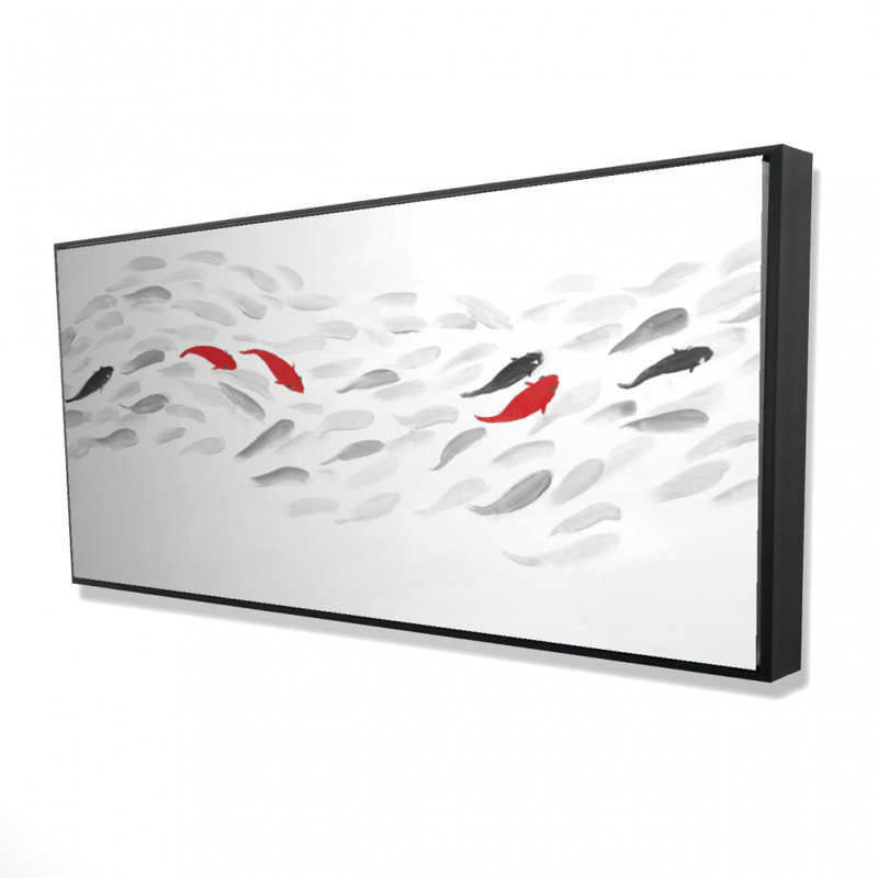 Swimming fish wave - 24"x48" Framed canvas