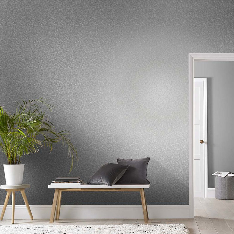 Trinity Geometric Metallic Wallpaper Roll, Silver