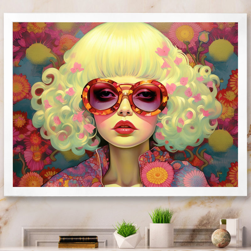 «Retro Cool Discopunk Queen» sur toile, H 12 po x l 20 po x P 1 po, Cadre simple blanc