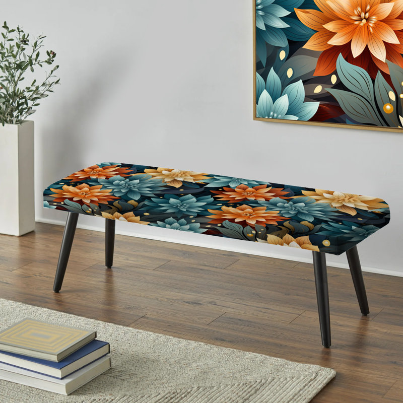 Harmonious Self Discovery Mediation - Banc rembourré floral noir