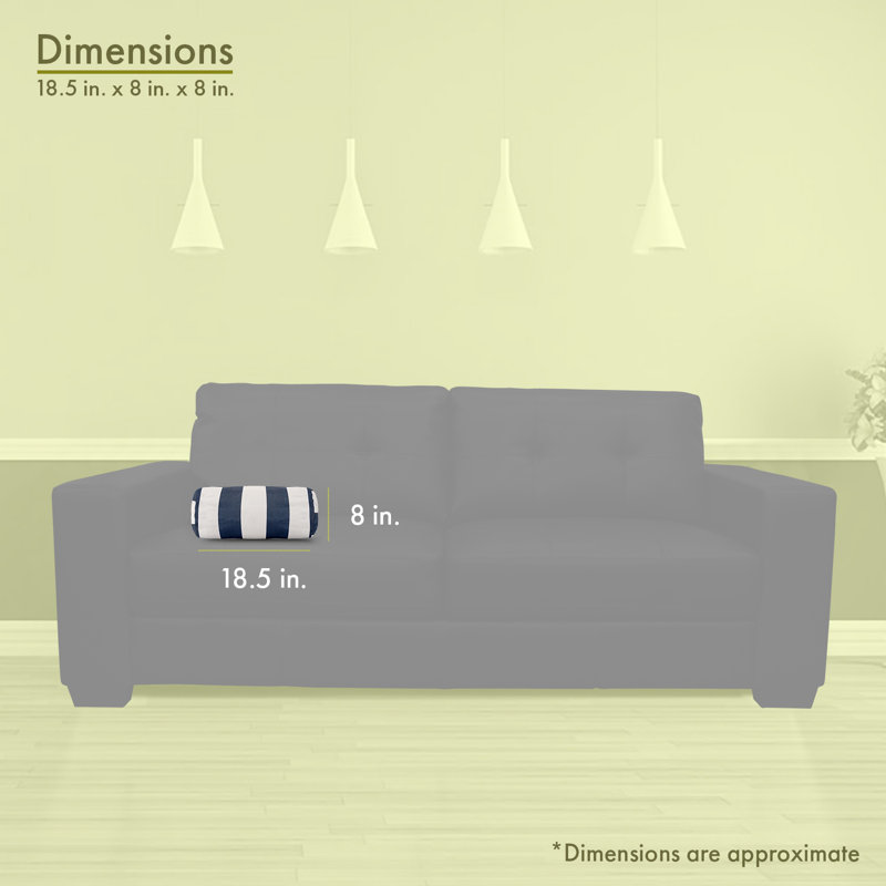 Vertical Stripe Outdoor Bolster Pillow Cover & Insert, Navy Blue/Cream