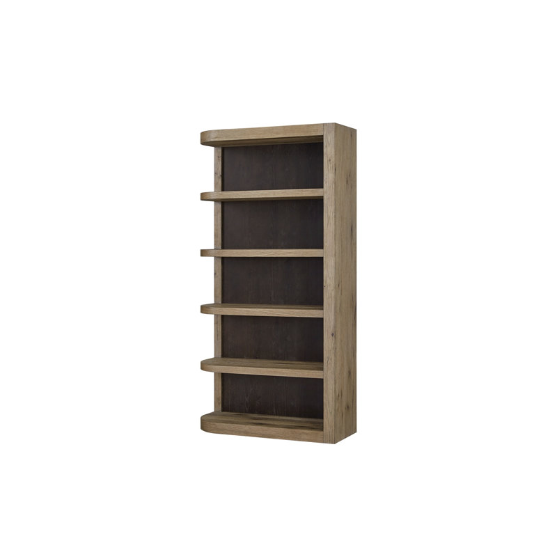 Zina 5-Shelf Reversible Etagere Bookcase with Open Storage in English Knotty Oak Veneer