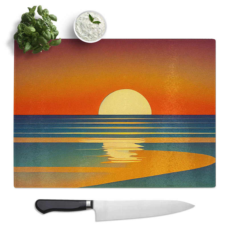 Dashing Sunset Abstract  Glass Chopping Board