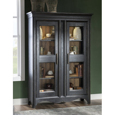 Country Living Vintage Market Glass Front Display Cabinet with LED Light and Wood Shelves by Country Living Home Collection