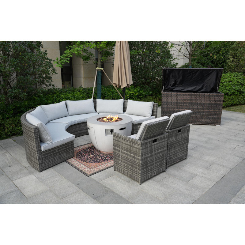 Suzzane 8 - Person Patio Conversation Set with Cushions