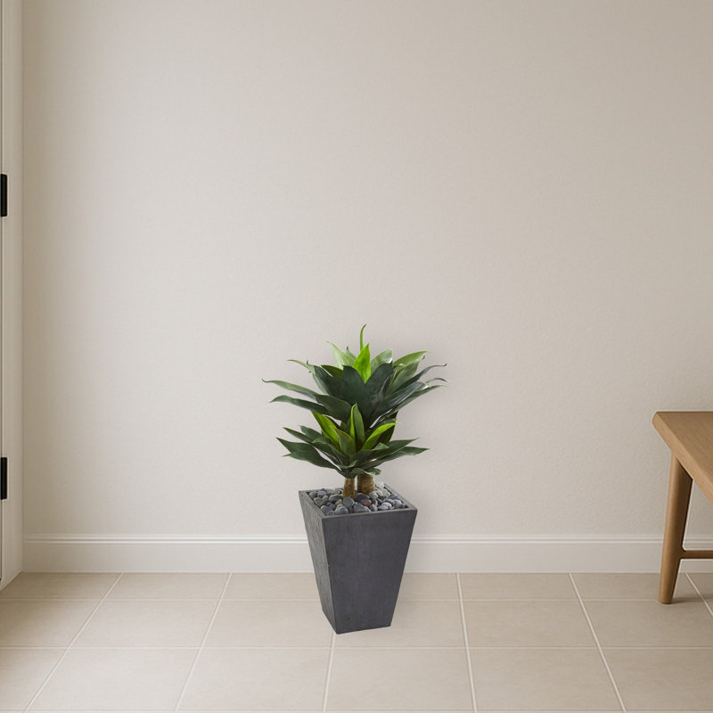Double Agave Succulent Artificial Plant in Slate Planter