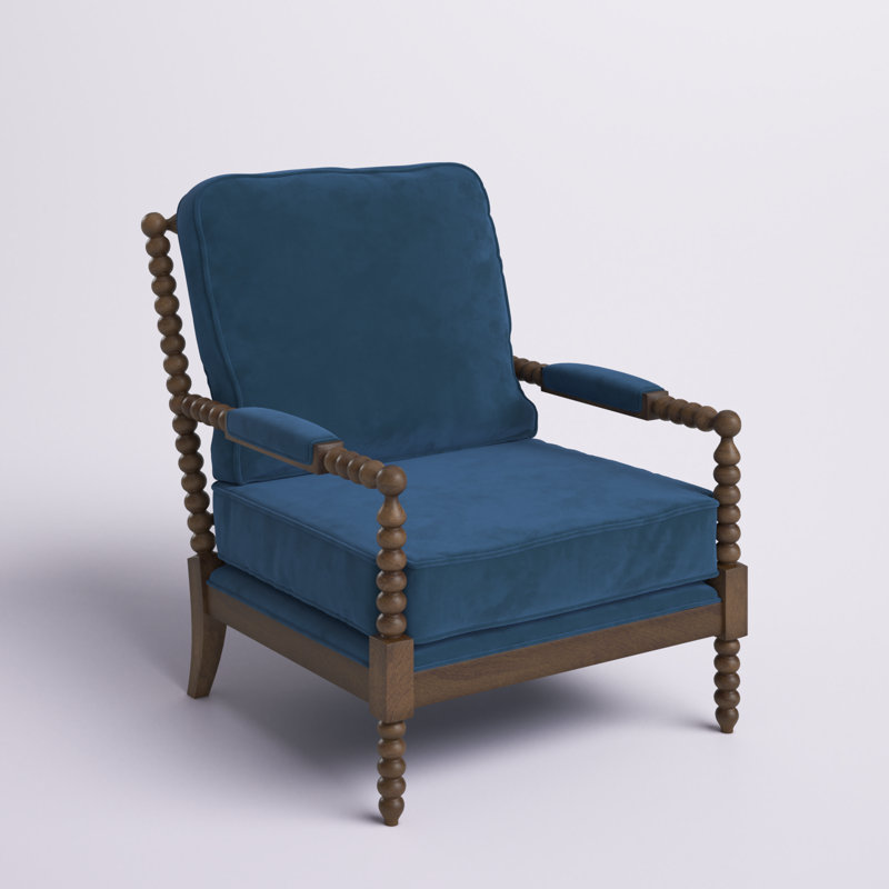 Upholstered Armchair, Royal Blue Velvet